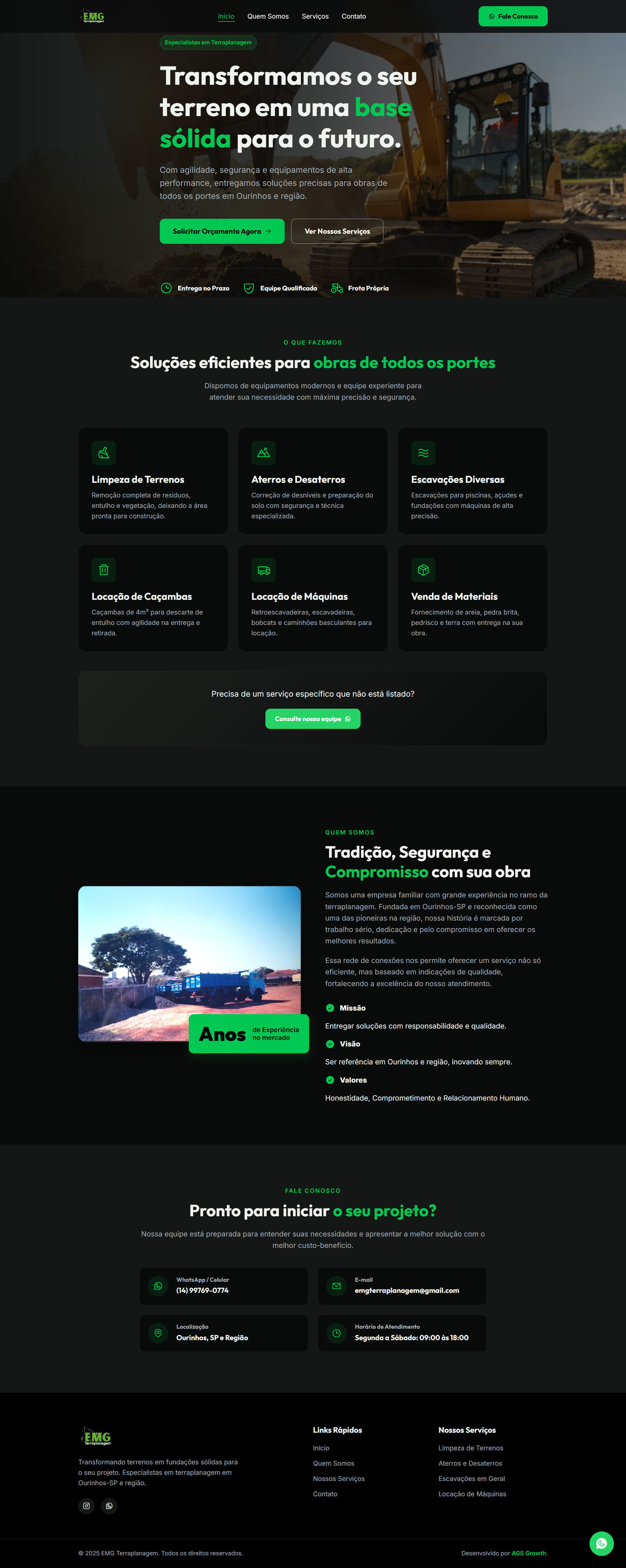 Print completo do site EMG Terraplanagem