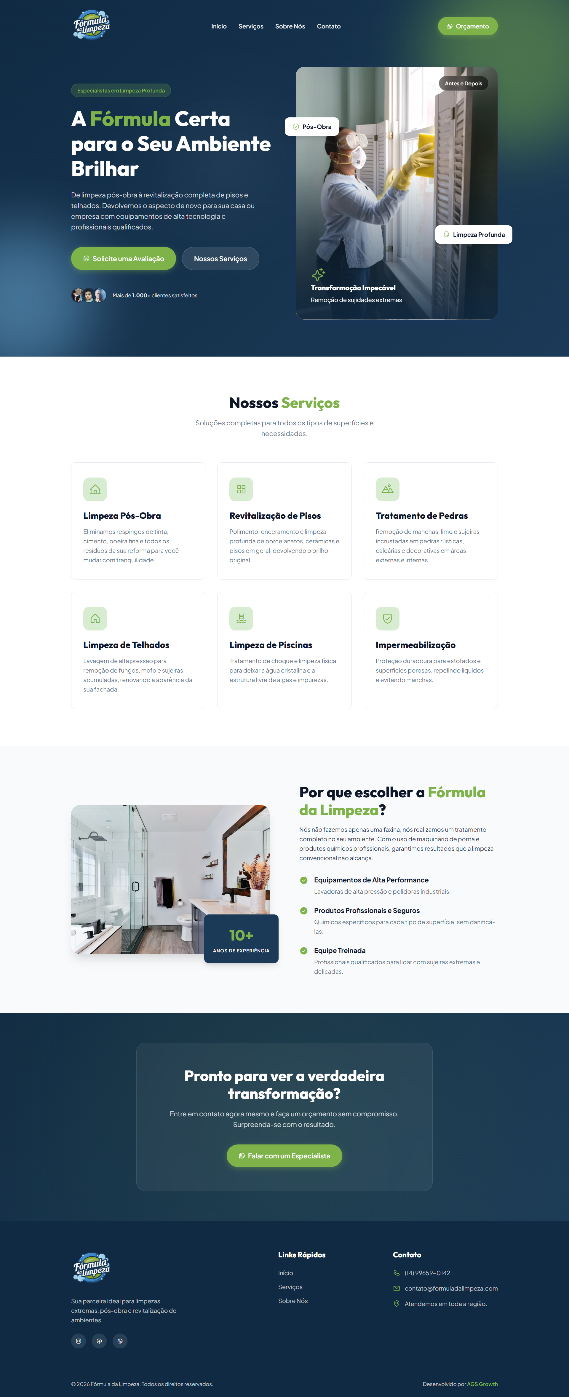 Print completo do site Fórmula da Limpeza