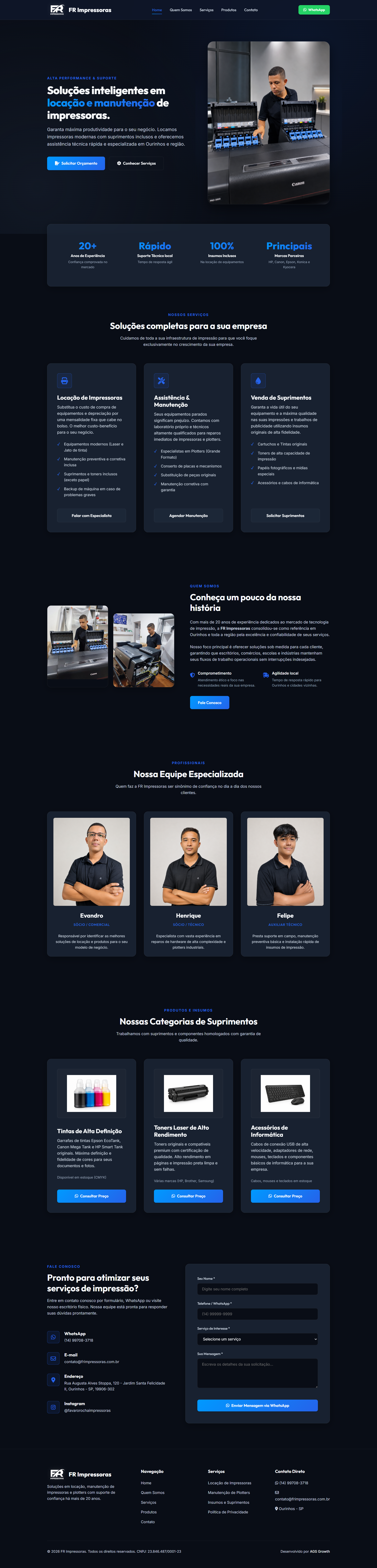 Print completo do site FR Impressoras